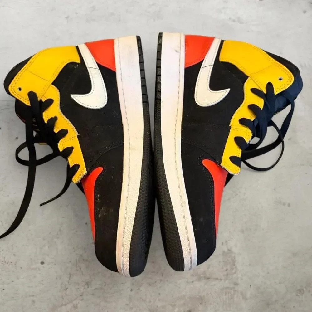 Air Jordan 1 Mid Pollen Fire Red Shoes Youth 6.5Y BQ6931-087